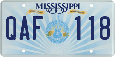 MS license plate QAF118