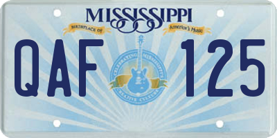 MS license plate QAF125