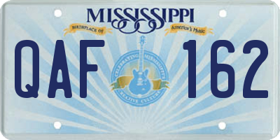 MS license plate QAF162