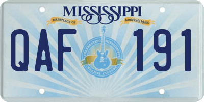 MS license plate QAF191