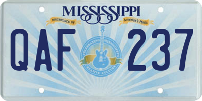 MS license plate QAF237