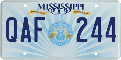 MS license plate QAF244