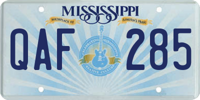 MS license plate QAF285