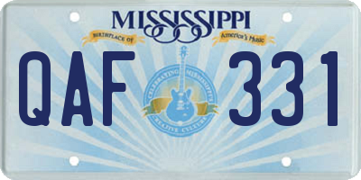 MS license plate QAF331