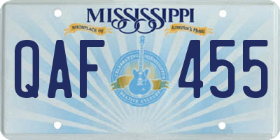 MS license plate QAF455