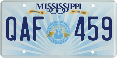 MS license plate QAF459