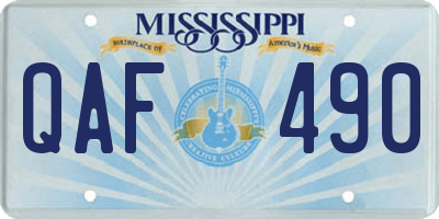 MS license plate QAF490
