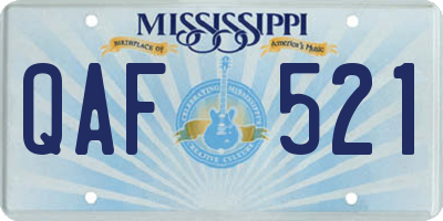 MS license plate QAF521