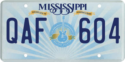 MS license plate QAF604