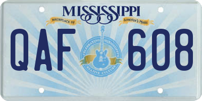 MS license plate QAF608