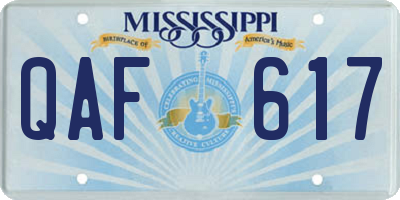 MS license plate QAF617