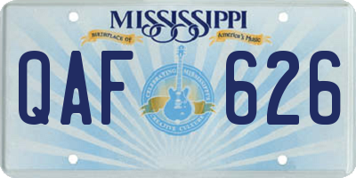 MS license plate QAF626