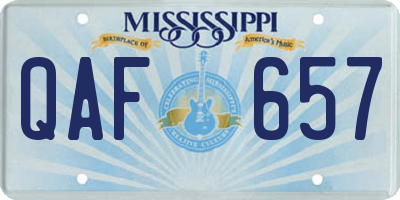MS license plate QAF657