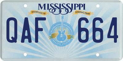 MS license plate QAF664