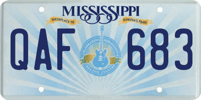 MS license plate QAF683