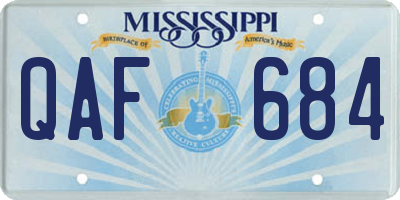 MS license plate QAF684