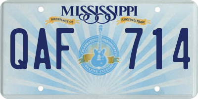 MS license plate QAF714
