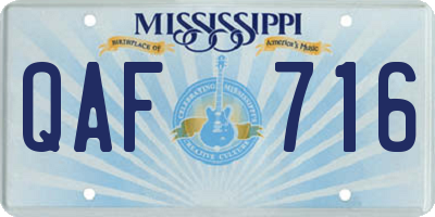 MS license plate QAF716