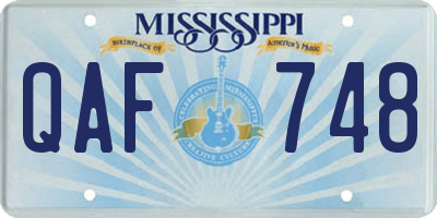 MS license plate QAF748