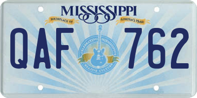 MS license plate QAF762