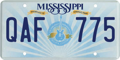 MS license plate QAF775