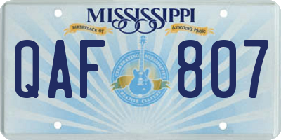 MS license plate QAF807