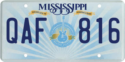 MS license plate QAF816
