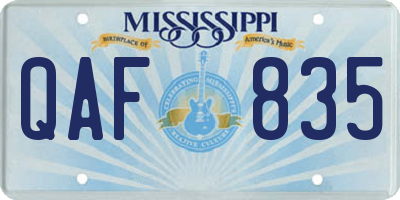 MS license plate QAF835