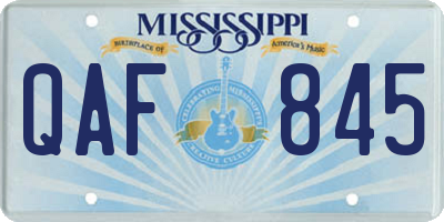 MS license plate QAF845