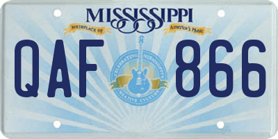 MS license plate QAF866