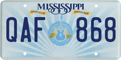 MS license plate QAF868