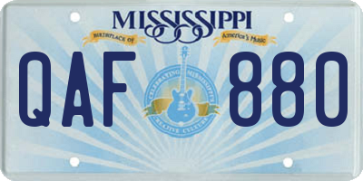 MS license plate QAF880
