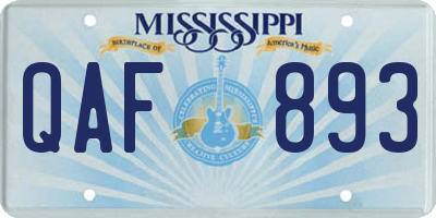 MS license plate QAF893