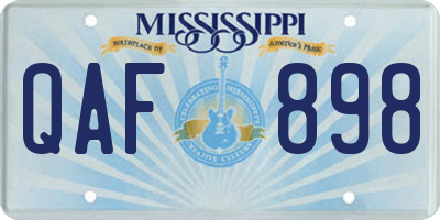 MS license plate QAF898