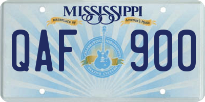 MS license plate QAF900