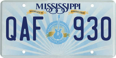 MS license plate QAF930