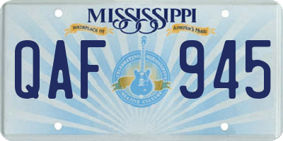 MS license plate QAF945