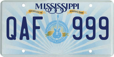MS license plate QAF999