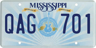 MS license plate QAG701