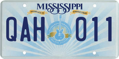 MS license plate QAH011