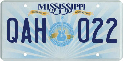 MS license plate QAH022