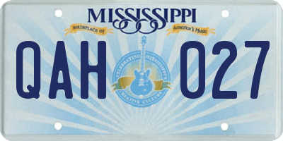 MS license plate QAH027
