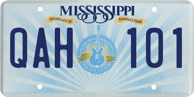 MS license plate QAH101