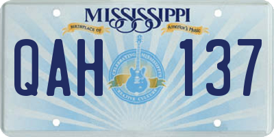 MS license plate QAH137