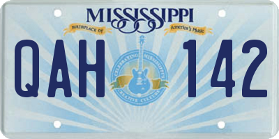 MS license plate QAH142