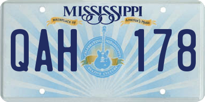 MS license plate QAH178