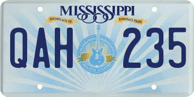 MS license plate QAH235