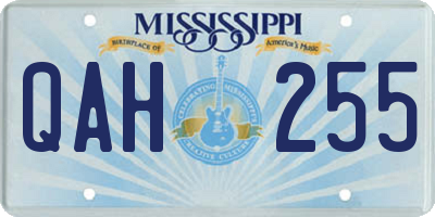 MS license plate QAH255