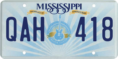 MS license plate QAH418