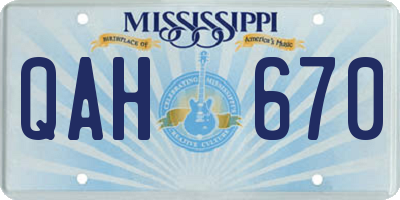 MS license plate QAH670